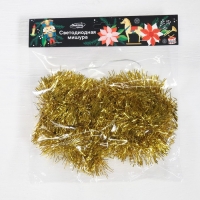 Гирлянда «Мишура» 1 м роса, IP20, золотистая нить, 22 LED, 6 слоёв, d=7 см, батарейки CR2032х2 (в комплекте), свечение тёплое белое Гирлянда «Мишура» 1 м роса, IP20, золотистая нить, 22 LED, 6 слоёв, d=7 см, батарейки CR2032х2 (в комплекте), свечение тёплое белое