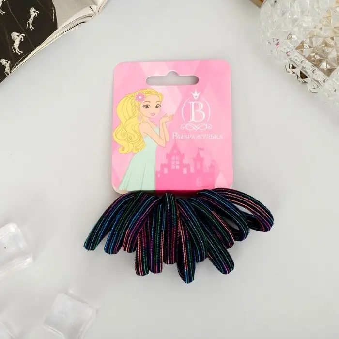 Резинка для волос "Махрушка" (набор 12 шт) полосы перелив, 2,5 см