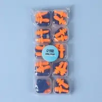 Беруши на шнурке, 3&times;1.7 см, в футляре, фасовка 10 пар, силиконовые, оранжевые