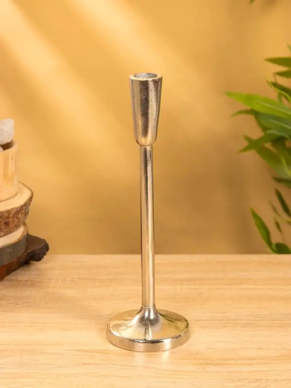 Подсвечник "Модэст" 9х9х27 см, алюминий, цв. серебро