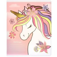 Тетрадь в линейку 24 листа, 5 видов МИКС, тиснение, обложка мелованный картон, &laquo;Минни Маус и единорог&raquo;