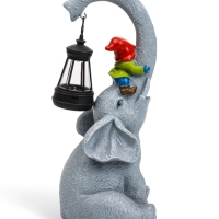 Садовая фигура с подсветкой "Слоник с гномами" 12х10х27см