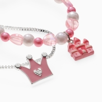 Набор детский "Выбражулька" 2 пр-та: кулон, браслет, корона, замок, цвет бело-розовый Набор детский "Выбражулька" 2 пр-та: кулон, браслет, корона, замок, цвет бело-розовый