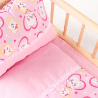 Кукольное постельное &laquo;Котята в сердцах&raquo;: простынь, одеяло 46 &times; 36 см, подушка 23 &times; 17 см