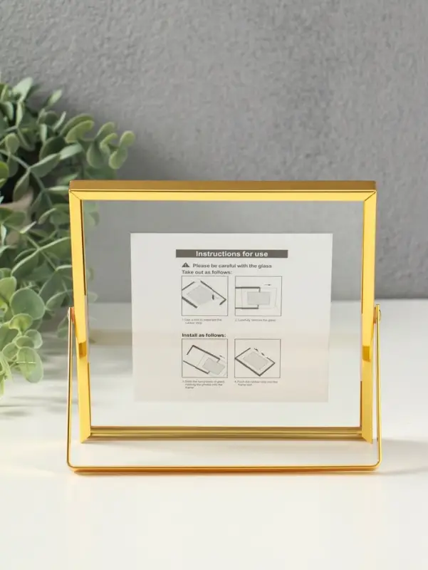 Фоторамка металл на 1 фото 15х15 см "Лофт" золото гальваника 1,2х15,5х15,5 см