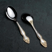 Ложка столовая &laquo;Тройка&raquo;, h=19 см, толщина 2 мм, локальное нитрид-титановое покрытие, цвет серебряный