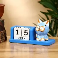 Календарь настольный &laquo;Котик&raquo;, 13&times;6&times;7 см, дерево, синий