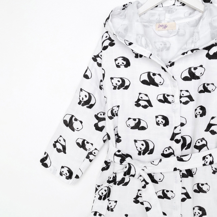 Халат детский муслиновый LoveLife &laquo;Панды&raquo; (4 года, рост 104-110 см) 100% хлопок, 235 гр/м2