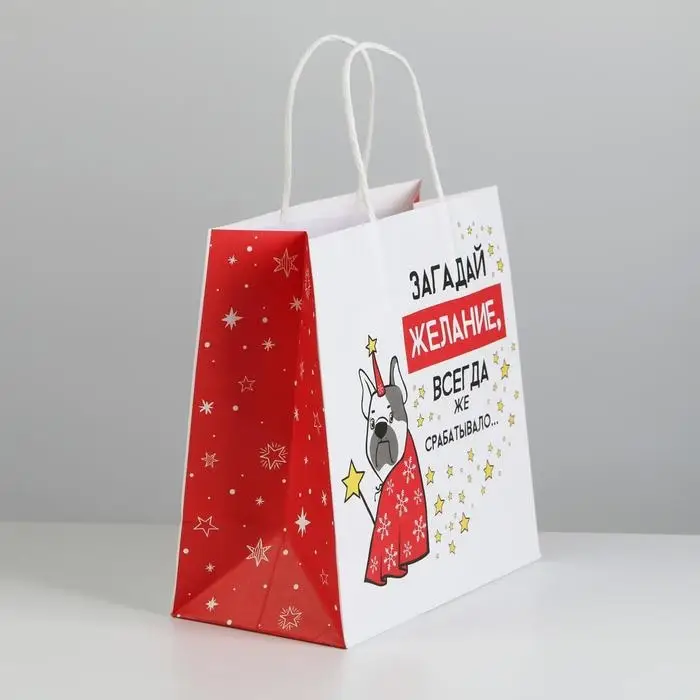 Пакет подарочный новогодний &laquo;Загадай желание&raquo;, 22 х 22 х 11 см