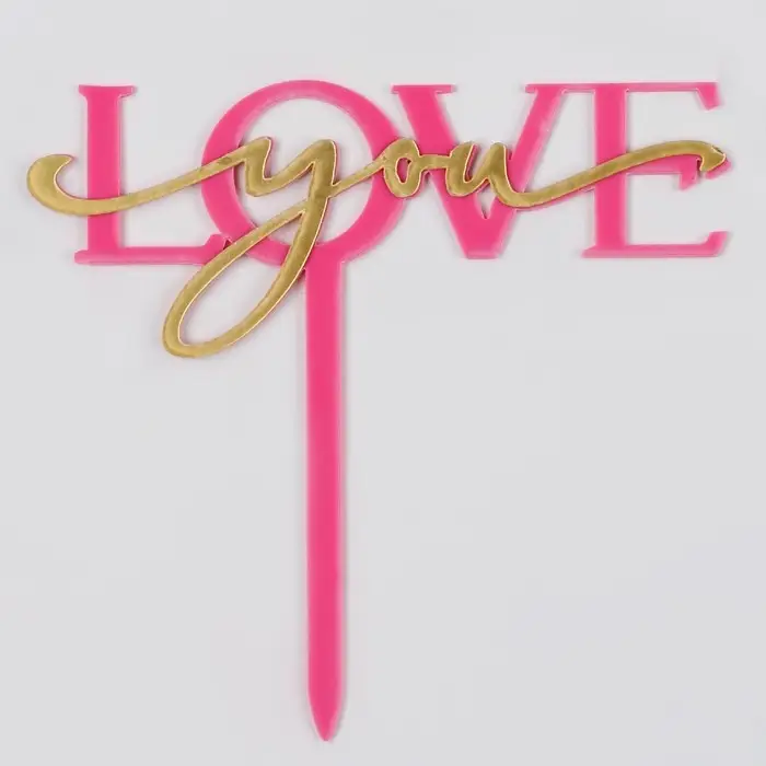Топпер для торта &laquo;Люблю тебя&raquo;, фуксия