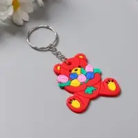 Брелок резина "Медвежонок с тюльпанами" 4,6х4,2 см