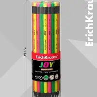 Карандаш чернографитный ErichKrause &laquo;JOY&raquo;, HB, грифель d=2.2 мм, пластик, круглый, в тубусе, неон МИКС