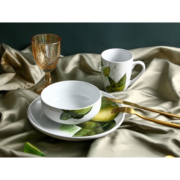 Тарелка керамическая &laquo;Сочный лайм&raquo;, 22.5 см, цвет белый