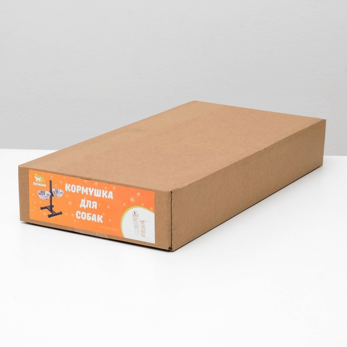 Подставка с мисками, 2 х 500 мл, высота 30 см, разборная, чёрная Подставка с мисками, 2 х 500 мл, высота 30 см, разборная, чёрная