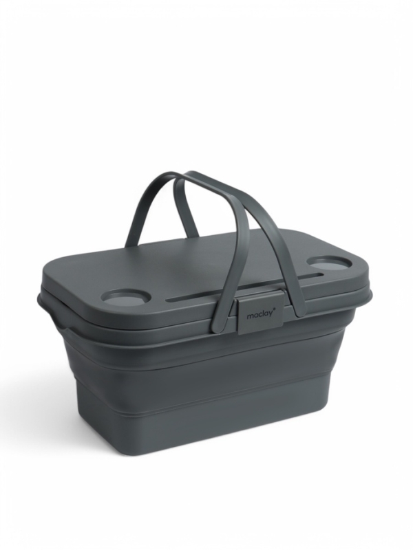 Корзина - столик Maclay 2 в 1, складная, 47 х 28,5 х 23,5 см, стол 45 х 28 х 16 см, серая