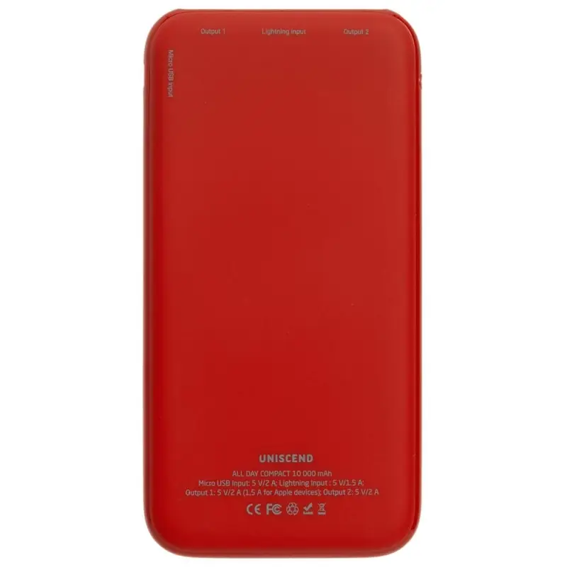 Внешний аккумулятор Uniscend All Day Compact 10000 мАч, красный