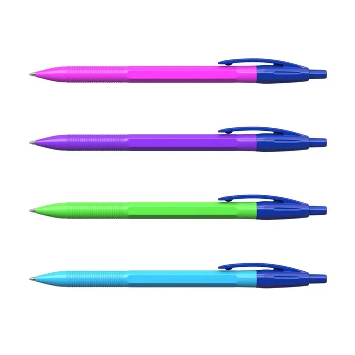 Ручка шариковая автоматическая ErichKrause R-301 Neon Matic, узел 0.7 мм, чернила синие, длина линии письма 2000 метров, МИКС