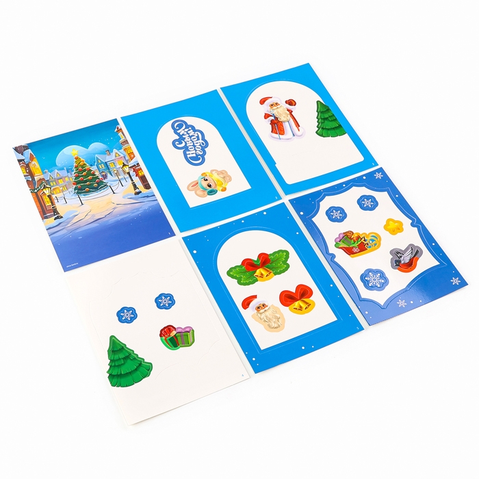 Объемная аппликация&lrm; на новый год &laquo;Дед Мороз и зайка&raquo;, новогодний набор для творчества