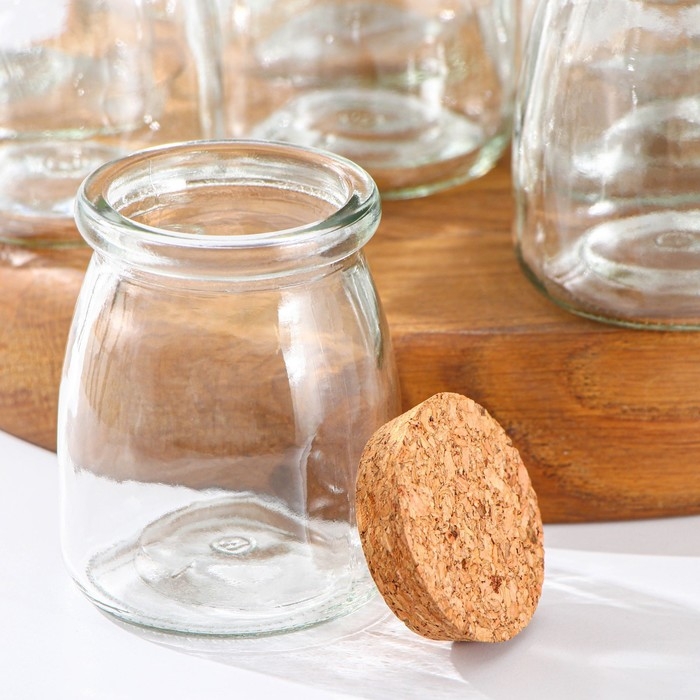 Набор баночек стеклянных для специй с пробковой крышкой Доляна &laquo;Парфе&raquo;, 200 мл, 7&times;7&times;8,5 см, 12 шт