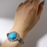 Браслет ассорти &laquo;Бирюзовый мир&raquo; круг, цвет голубой в серебре, L=19 см