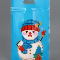 Пакет подарочный, с zip-lock застежкой, "Снеговик и его друзья", 15х22см МИКС