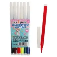 Фломастеры 6 цветов Calligrata &laquo;Принцесса&raquo;, невентилируемый колпачок