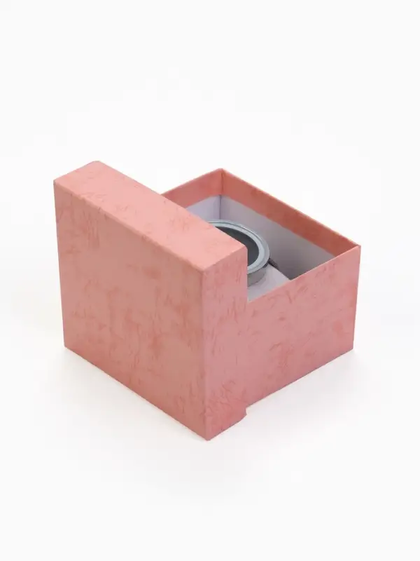 Коробка для часов, цвет розовая, вставка белая 9х8,5х5