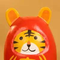 Деревянная кукла кокеши "Тигренок" цв. красный, 6х6х9 см