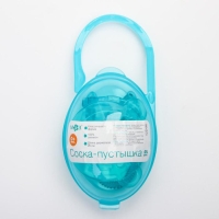 Соска - пустышка цельносиликоновая классическая &laquo;Мишка&raquo;, от 0 мес., с держателем, в контейнере, цвет зеленый