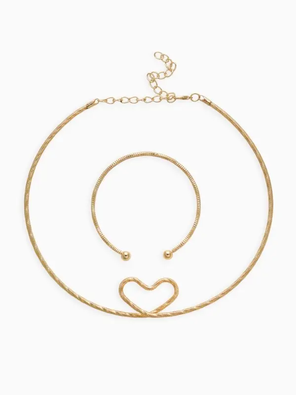 Набор 2 предмета: чокер, браслет &laquo;Обруч&raquo; сердце, цвет золото