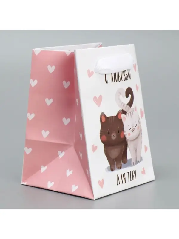Пакет подарочный ламинированный, упаковка, &laquo;Котики&raquo;, 7&times;10&times;7 см