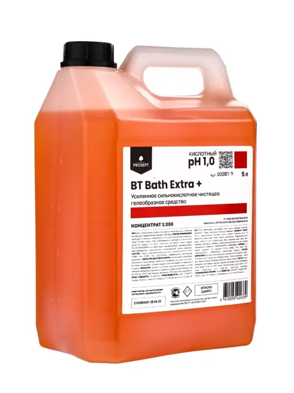 Усиленное сильнокислотное чистящее гелеобразное средство BT Bath Extra+, концентрат, 5л