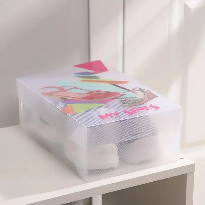 Короб для хранения обуви с ручкой &laquo;Босоножки&raquo;, 31&times;18&times;11 см, цвет прозрачный