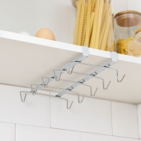 Держатель для кружек подвесной на 10 предметов Доляна, 27,5×14×6,5 см, цвет серебристый Держатель для кружек подвесной на 10 предметов Доляна, 27,5×14×6,5 см, цвет серебристый