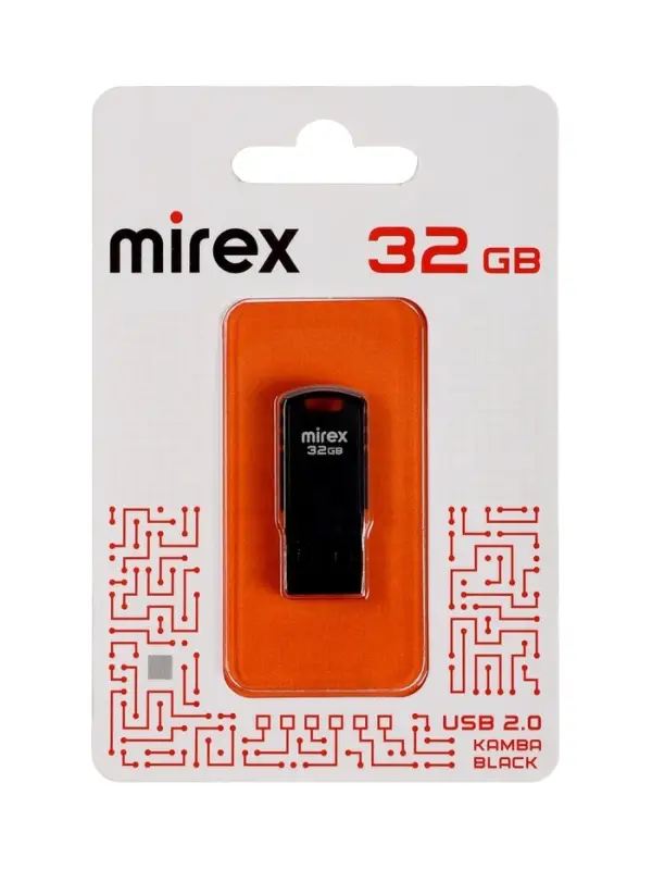 Флешка Mirex KAMBA, 32 Гб ,USB 2.0, чт до 23 Мб/с, зап до 20 Мб/с, черная