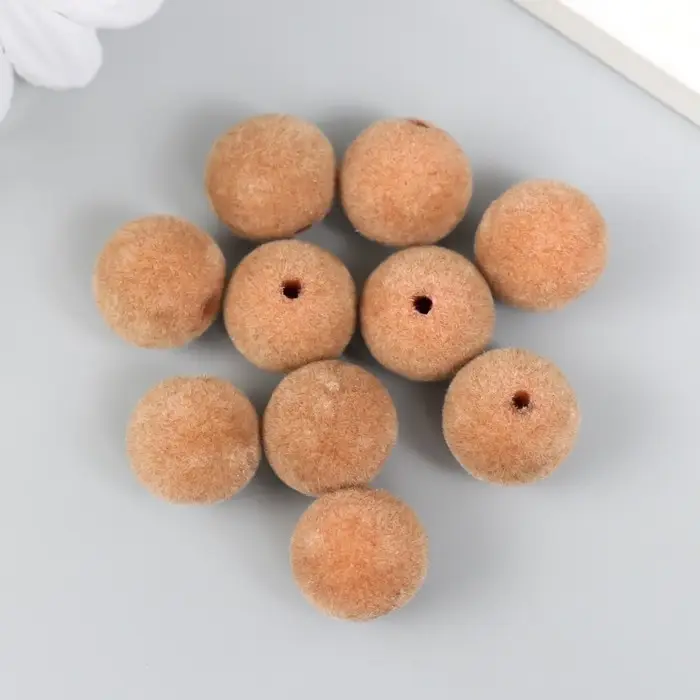 Бусины для творчества бархатное напыление "Коричневый" набор 10 шт d=1,4 см