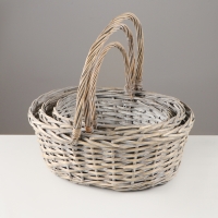 Набор корзин &laquo;Плетёнка&raquo;, 3 шт, 38&times;30&times;14/35 см, 32&times;25&times;11/27 см, 27&times;21&times;10/25 см, ива, микс