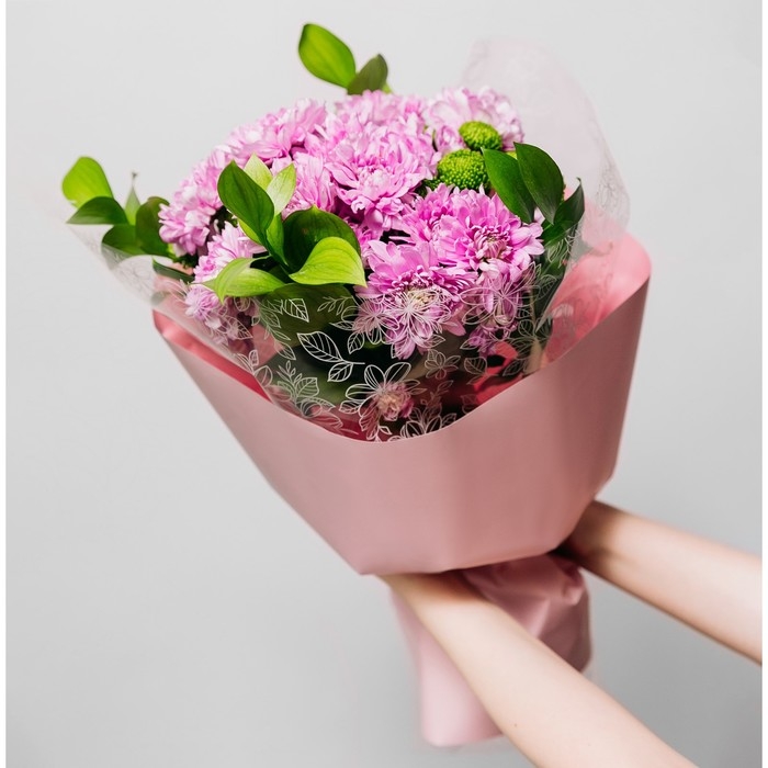 Плёнка для цветов упаковочная глянцевая прозрачная &laquo;Цветы&raquo;, белая, 0.6 x 10 м