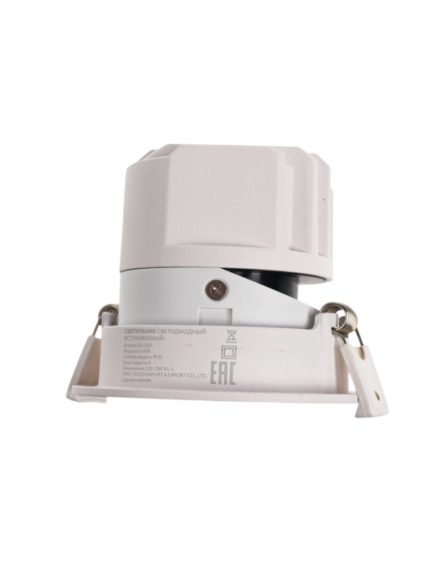 Светильник светодиодный встраиваемый, поворотный, 6Вт, 6500К, с драйвером, D75, белый