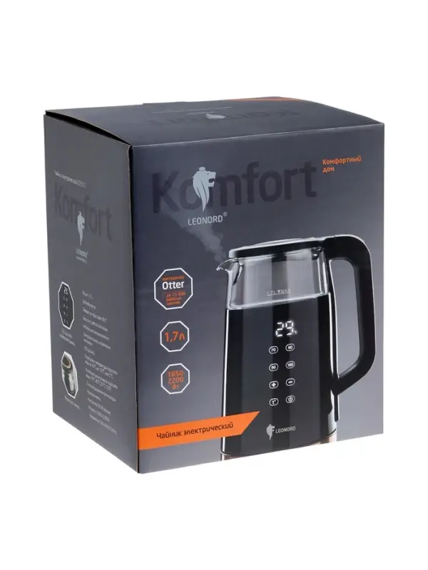 Чайник электрический Leonord LE-1511, 1.7л,дисплей, поддержание температуры 40-100℃,черный
