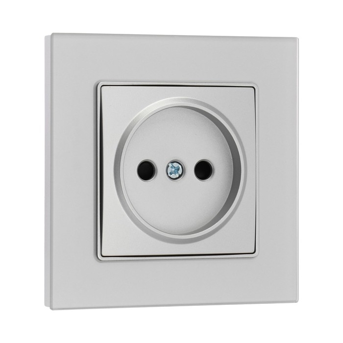 Розетка одноместная TOT Matte Glass, 10 А, скрытая, без з/к, стекло, серебристая Розетка одноместная TOT Matte Glass, 10 А, скрытая, без з/к, стекло, серебристая