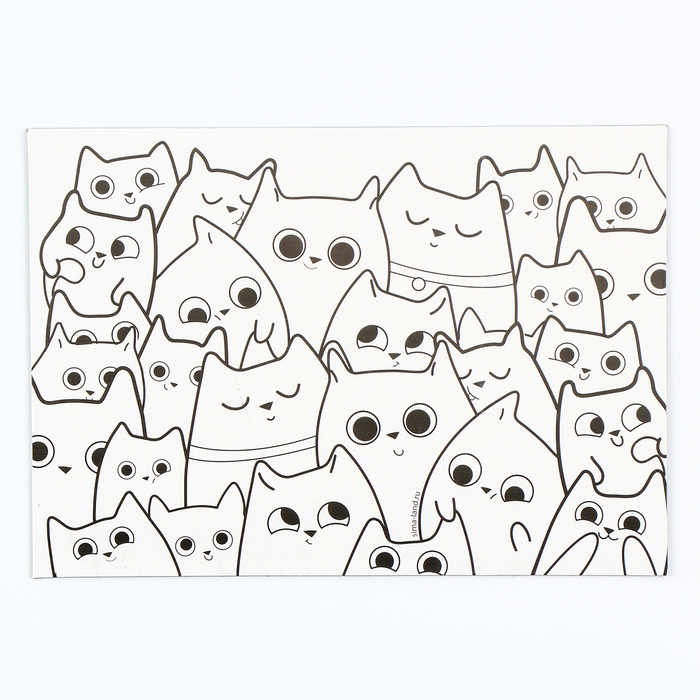 Магнит-раскраска многоразовая &laquo;Котики&raquo;, 14,8 &times; 21 см