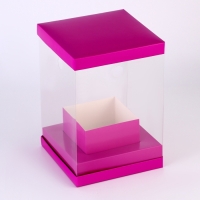 Коробка для цветов с вазой и PVC окнами складная, 16 х 23 х 16 см, однотонный, лаванда Коробка для цветов с вазой и PVC окнами складная, 16 х 23 х 16 см, однотонный, лаванда