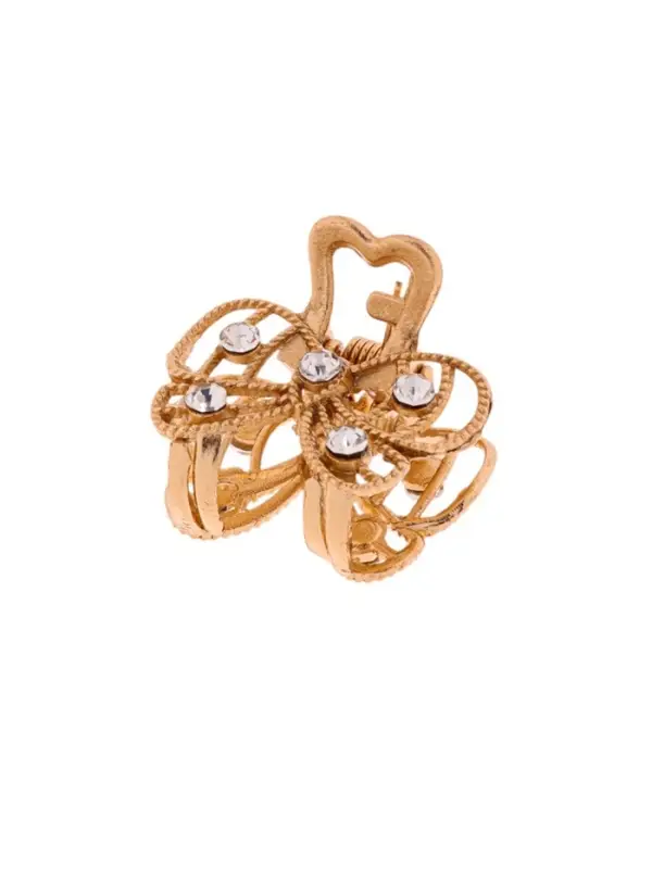 Крабик для волос &laquo;Бантик&raquo;, стразы, 2.5 см, золото