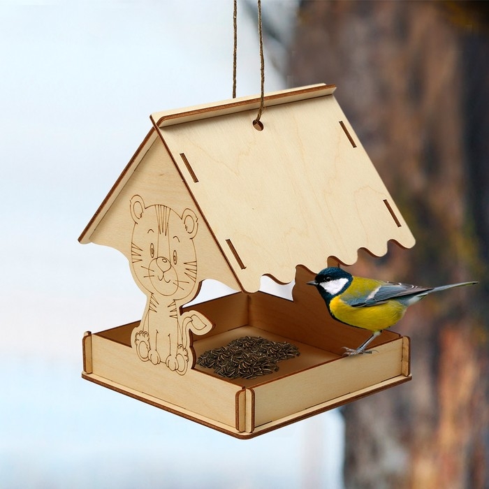 Деревянная кормушка своими руками для птиц &laquo;Тигр&raquo;, 15,5 &times; 15 &times; 18,5 см, Greengo