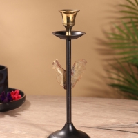 Подсвечник на 1 свечу " Золотой гребешок" латунь, черный с золотом 6х6х21,5  см