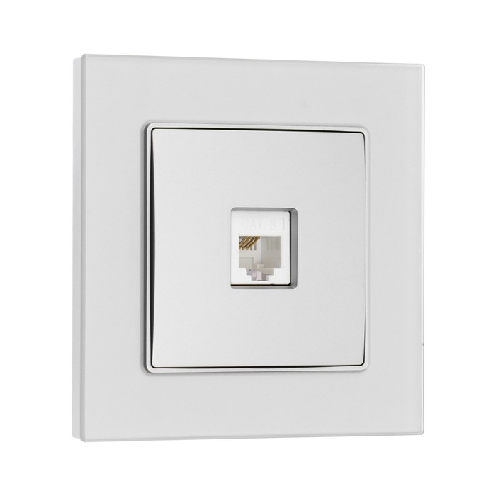 Розетка телефонная одноместная TOT Matte Glass, скрытая, стекло, серебристая Розетка телефонная одноместная TOT Matte Glass, скрытая, стекло, серебристая