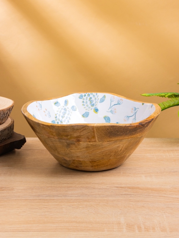 Салатник "Черепаха и цветы" дерево манго 23х23х10,5 см