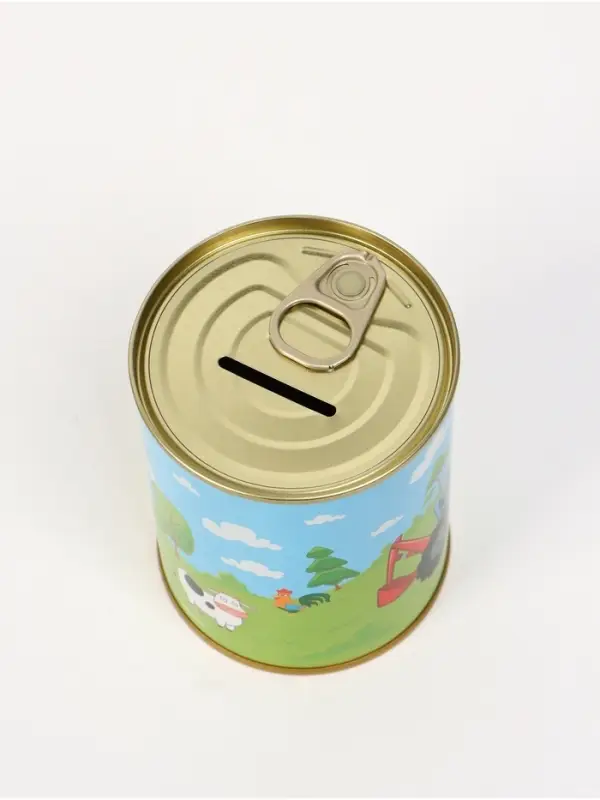 Копилка металлическая, 9.5 см&times;7.5 см&times;7.5 см, Синий трактор