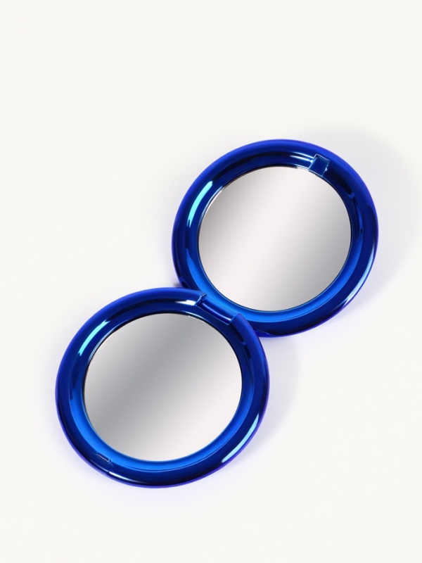 Зеркало склад круг (2) с/увел d6.5см МЕТАЛЛИК пластик синий пакет QF